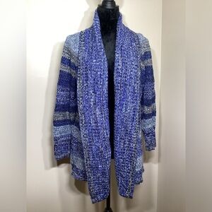 Erika Blue and Gray Sweater Shawl Size L